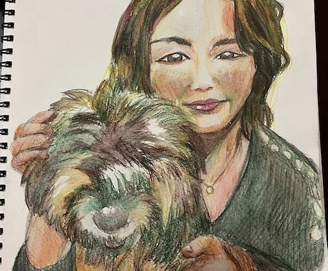 水彩色鉛筆で似顔絵かきます たくさんの色を重ねた独特な色彩で、優しくあたたかみのある作品 イメージ2
