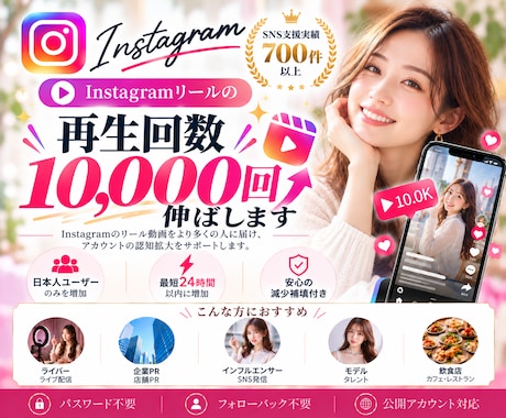 インスタリール再生回数10,000回伸ばします イメージ1