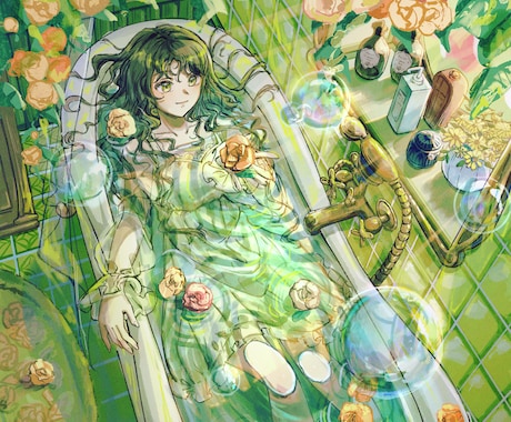 バストアップ〜背景付きまで！イラスト制作いたします アンティーク・和風な世界観が得意です！ イメージ2