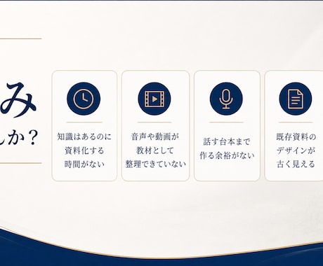 講座・セミナーのスライド資料を作ります 音声・動画・メモから構成と簡易台本まで制作 イメージ2