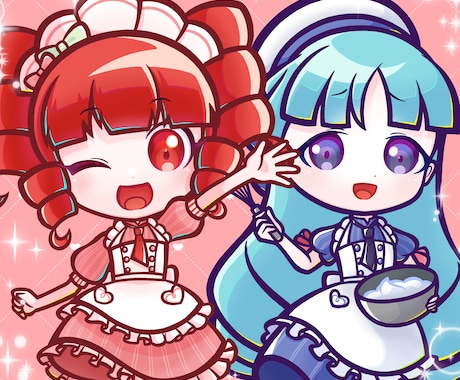 ポップで元気!!カラフルで可愛いミニキャラ描きます ステッカーやアクリルのグッズに最適。アイコン用も対応可能 イメージ1