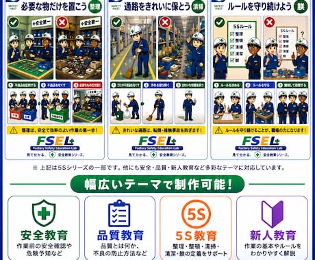 工場教育ポスターをオーダーメイド制作します タイトルと良い例・悪い例だけで教育ポスター制作！ イメージ2