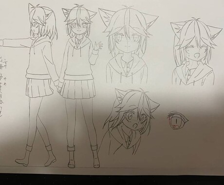キャラクターの立ち絵(正面、横、後)、表情描きます キャラクター(3面図)描きます！ イメージ2