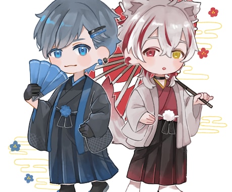 目を引く水彩風◎ミニキャライラスト描きます 商用利用料金込みです。キャラの雰囲気を大事に描きます♪ イメージ2