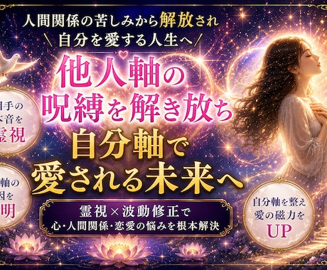 周りの目を気にする呪縛を霊視で解放します 他人の機嫌にヘトヘトなあなたへ。自分軸を取り戻し愛される私へ イメージ1
