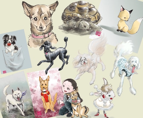 ペットの似顔絵、イラスト、アイコン、作成します 。絵本風の絵やデザイン風の絵などをお選びいただけます。 イメージ2