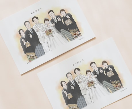大人数も◎お洒落でほっこりする似顔絵をお描きします 長寿祝いやウエディングに。バラバラの写真でもOK！ イメージ2