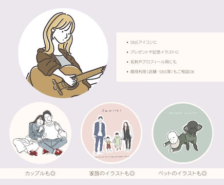 家族・SNSアイコン|ゆるかわ似顔絵描きます 家族の記念日やSNSアイコンに◎プレゼントにも人気です！ イメージ2