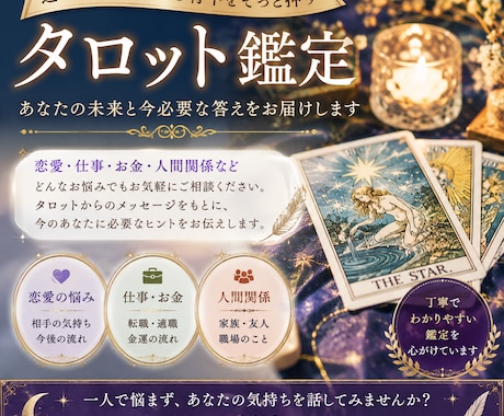 今必要なメッセージをあなただけに届けます 迷っているあなたの背中をそっと押すタロット鑑定です。 イメージ1