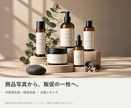 商品写真からAI背景の販促画像を制作します イメージ1