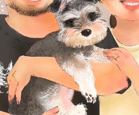 あたたかいタッチでペットと一緒に似顔絵を描きます 写真とは違う絵本の挿絵のようなあたたかい作品をお届けします。 イメージ2