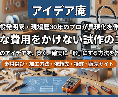 アイデアの試作・製品化を徹底支援します 図面がなくてもOK！自ら製品を世に出した経験で伴走します。 イメージ1