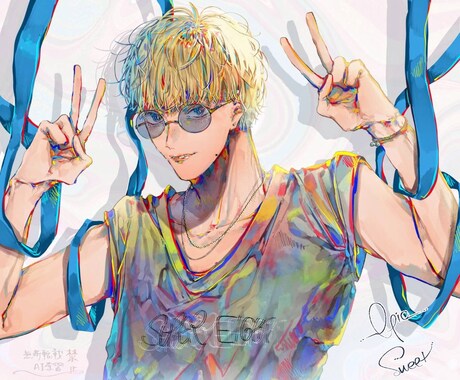 色彩にこだわったイラスト作成します 唯一無二の色使いの男性が得意です。 イメージ2