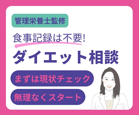 管理栄養士が今のダイエット方針を診断します 食事記録なしで今のストレスと痩せ方の方向性が分かる！ イメージ1