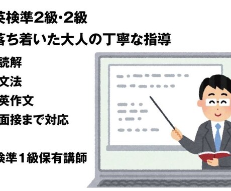15分学習相談無料。英検準２級・2級専門で教えます 準1級の講師が英語指導します。オンラインでの家庭教師です。 イメージ1