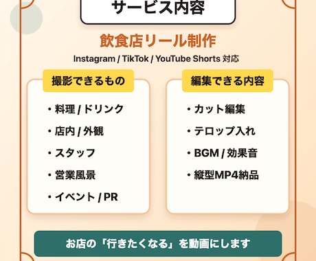 飲食店向けのリール動画を編集します イメージ1