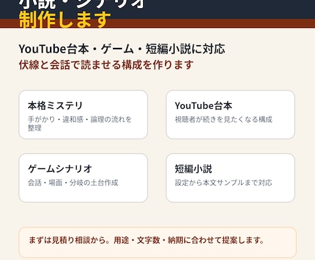 小説・シナリオを書きます 物語の構成から本文まで対応します イメージ1