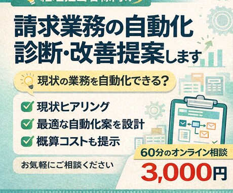 請求業務の自動化診断・改善提案します 現状ヒアリング＋最適な自動化設計をご提案 イメージ1