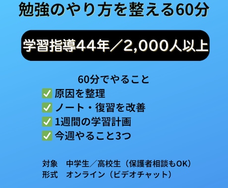 勉強のやり方を一緒に整えます ノート・復習・計画まで立て直す60分 イメージ1