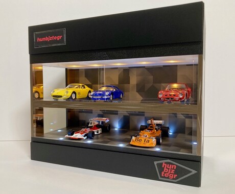 送料込み！ミニカーやミニチュアをお洒落に飾れます 完成品、照明付2層式ディスプレーBOX / ネオジオラマ イメージ1