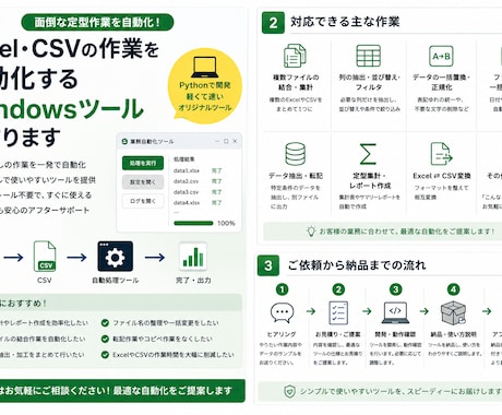 ExcelやCSVの定型作業を自動化します 毎日のコピペ・集計・変換を専用ツールで時短 イメージ2