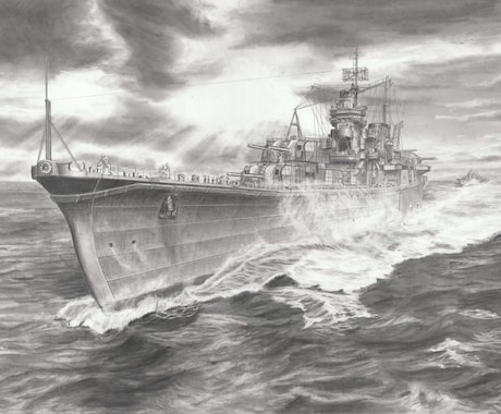 軍艦の絵を鉛筆画でお描きいたします あなたのご希望に沿う軍艦をお描きします。 イメージ2