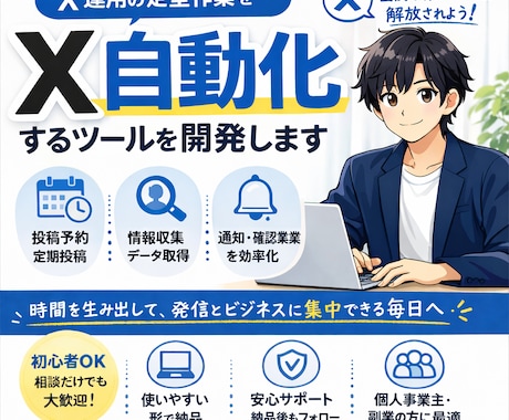 X集客を分析・自動化するツールを開発します 中小企業・公的機関向け｜AI投稿生成＆ABテストで集客強化 イメージ1