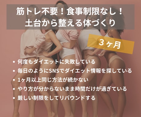 理想的な身体づくりと心身の健康を目指します 筋トレ不要！食事制限なし！土台から整える体づくり イメージ1