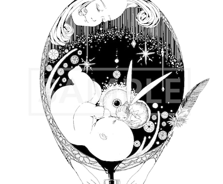 挿絵など！幻想的なモノクロイラスト描きます 幻想的で夢のようなイラストを描きます イメージ2