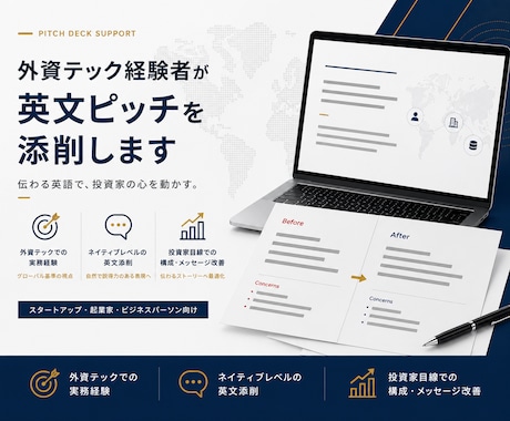 外資テック経験者が英文ピッチを添削します 外資テック４社経験者が本物のビジネス英語で英文ピッチを添削 イメージ1