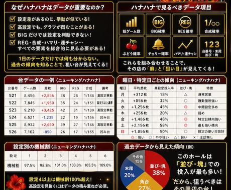 ハナハナの設定投入傾向を徹底分析します 感覚だけで選ばず過去データから分析します。 イメージ1