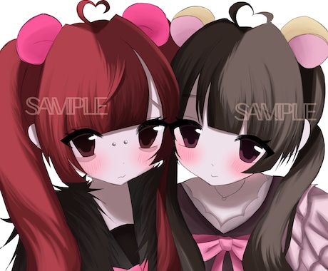 バストアップのかわいい女の子描きます コテ同、ペア画、アイコン用にぜひ♡ イメージ1