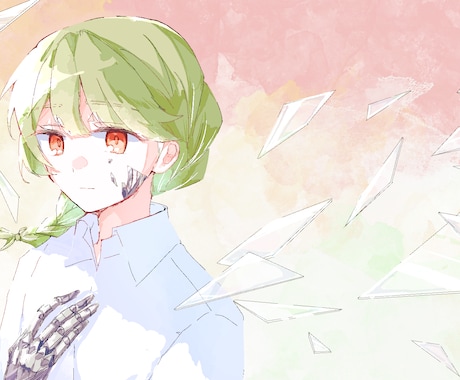 一枚絵作成いたします 綺麗系の透明感のある絵柄でイラストを描きます！ イメージ1