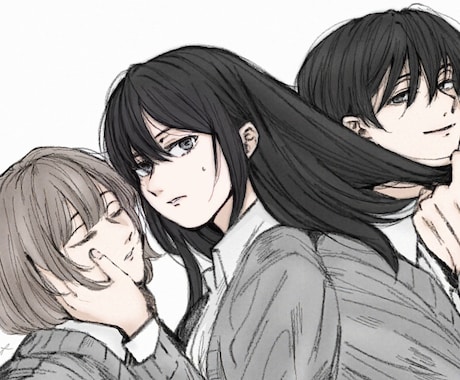 関係性が伝わるイラストを制作いたします 切なさや執着まで表情と空気感で描写します イメージ2