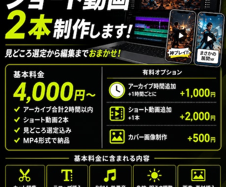 配信アーカイブからショート動画2本を制作します アーカイブを送るだけ！見どころを探してショート化 イメージ2