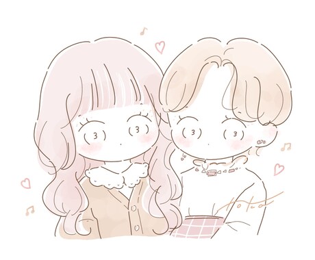 2人用♡写真なし◎オリジナルイラストをお描きします 写真なしの方も◎あなただけのイラストをプレゼント イメージ1