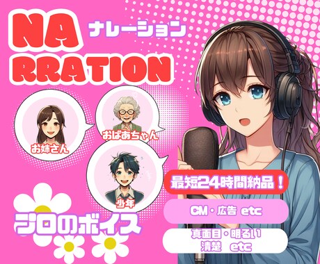 落ち着き/明るい/真面目　幅広くナレーションします 限定10名45%OFF！ナレーション！21役サンプルボイス有 イメージ1