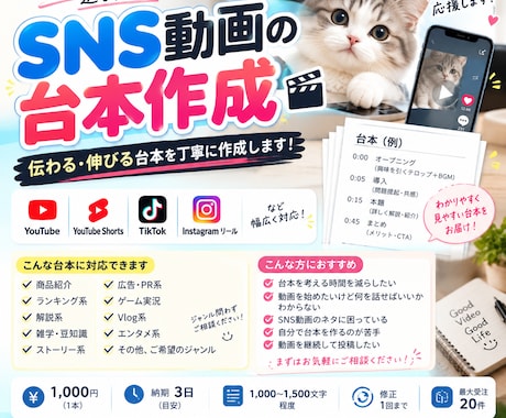 SNS台本作成】伝わる・伸びる台本を作ります イメージ1