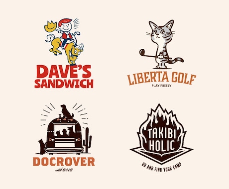 アメリカン・ビンテージ・キャラクターロゴ制作します イラストで印象付ける、ココロに届くデザイン イメージ2