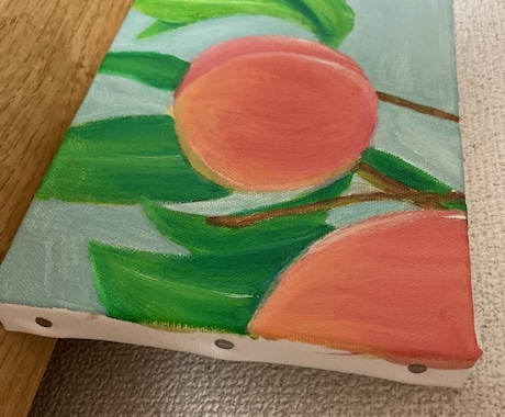 今、旬の桃の絵を描いています 油絵 アート 絵画 イラスト 桃 イメージ2