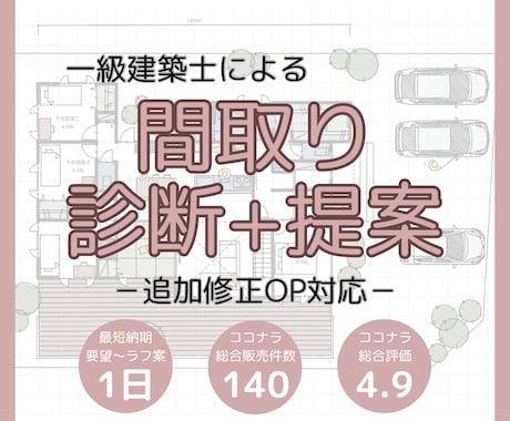一級建築士が間取り診断＋新しい間取りを作成します ＊追加修正オプション対応#動線#収納#日当たり イメージ1