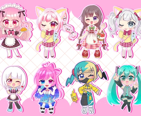 ミニキャラ（SD、デフォルメ）イラスト制作します 丁寧な対応！SNS映えキラキラ瞳！IRIAM/Vtuber イメージ2