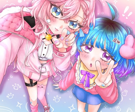 OCの可愛い1枚絵を描きます オリキャラを可愛くてポップなイラストにします！ イメージ1