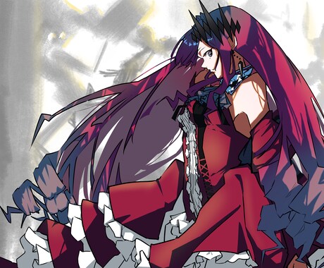 歌ってみた、MV用イラスト制作します アニメ塗りのコントラスト強めのイラストを制作します! イメージ2
