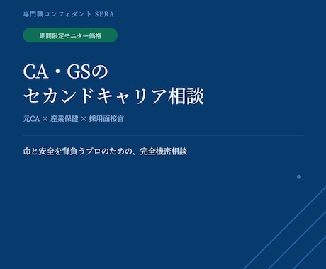 CA・GSのセカンドキャリアのご相談に乗ります 【特別モニター価格】納得の戦略的転職をサポート！ イメージ1