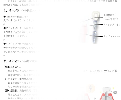 インプラント説明書兼同意書を提供いたします 歯科医院の事務仕事、丸投げ先はこちらです。 イメージ1