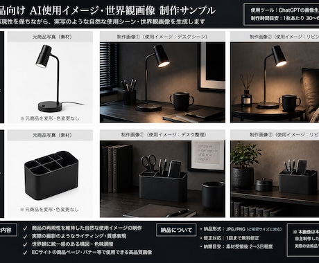 EC商品向けAI使用イメージ画像を制作します 商品写真をもとに、実写感のある使用シーン・世界観画像を作成 イメージ2