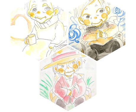 おじいちゃんおばあちゃんへの似顔絵描きます おじいちゃんおばあちゃんの可愛い似顔絵が欲しい方に イメージ2