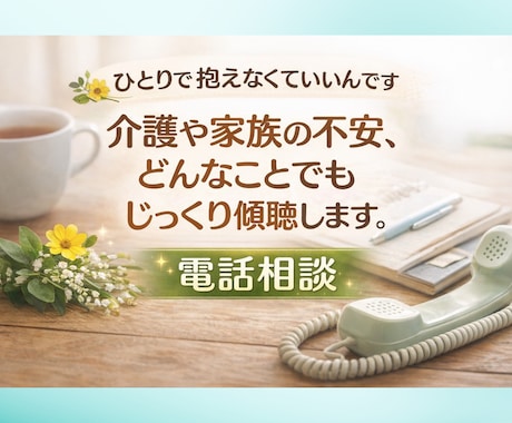 介護や家族の不安どんなことでもじっくりお聴きします 愚痴でも、涙でも、何から話していいかわからなくても大丈夫です イメージ1
