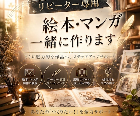 リピーター様限定・絵本・漫画の続きを一緒に作ります 前回の続きから出版・編集まで作品づくりを丁寧にサポートします イメージ2